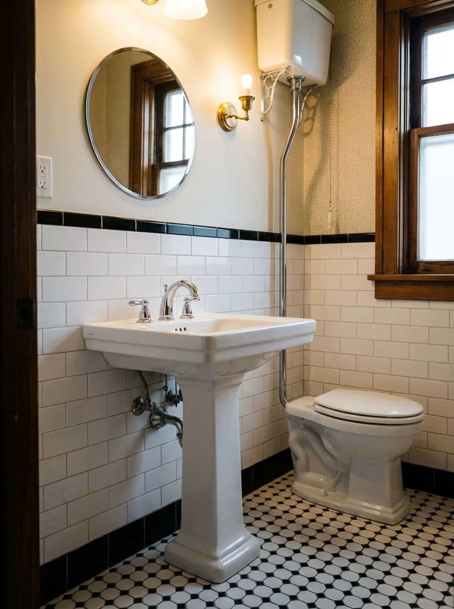 Classic Pedestal Sink, Chrome Faucet view 2