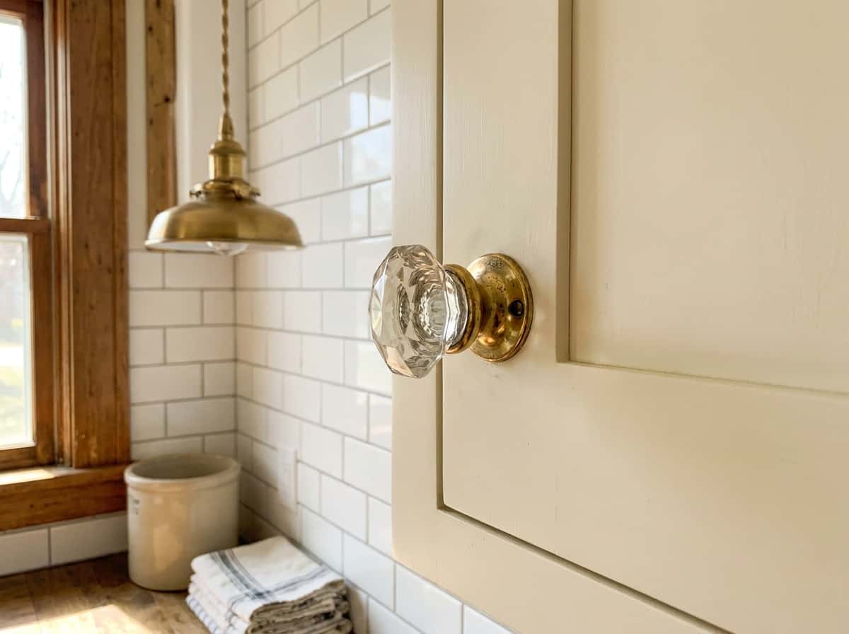 Vintage Glass + Brass Knobs (6-pack) view 2