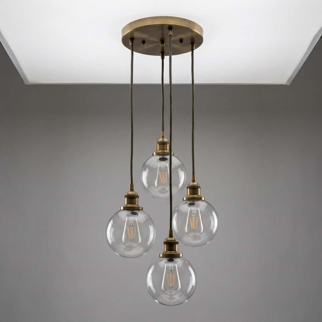 4-Light Antique-Brass Cluster Pendant view 1