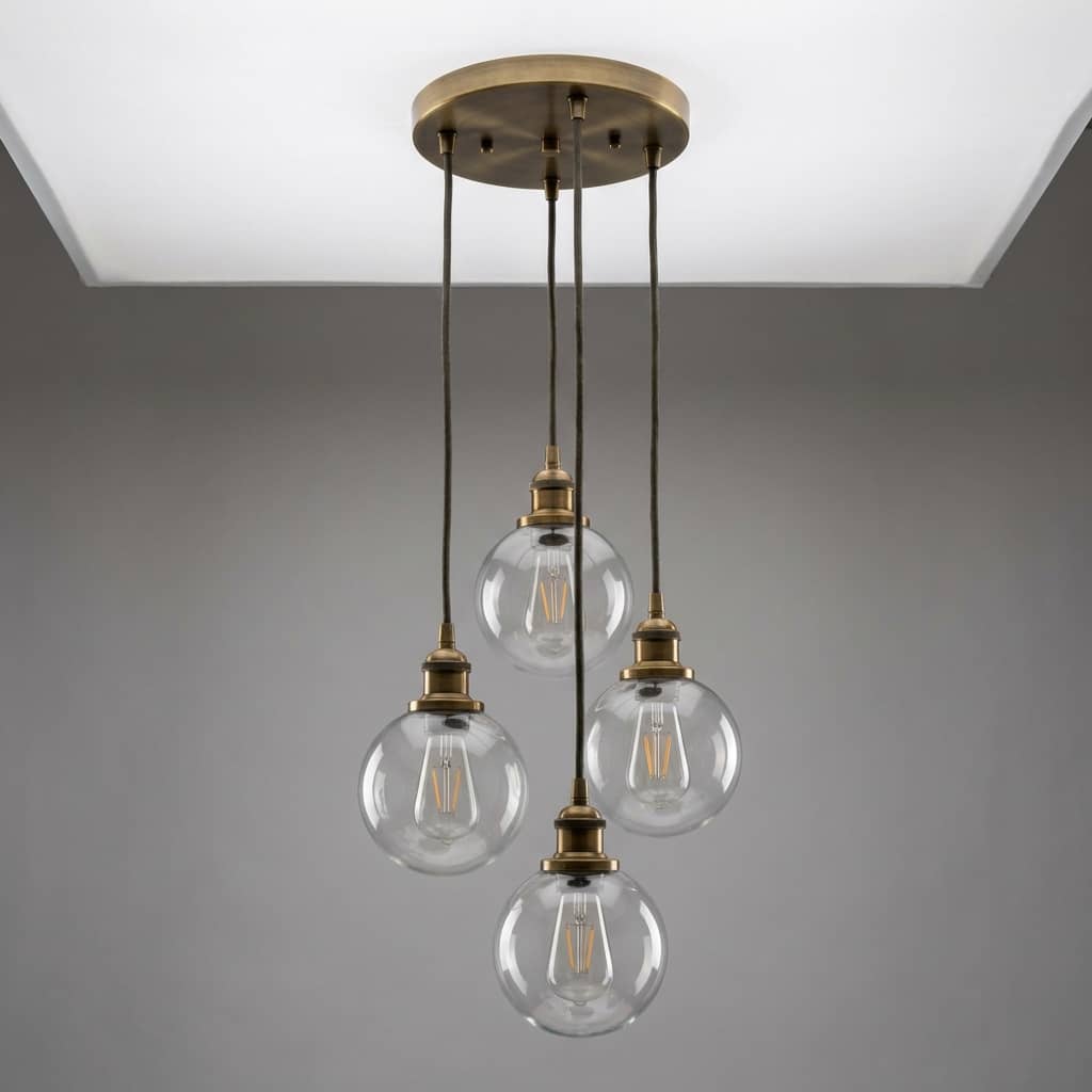 4-Light Antique-Brass Cluster Pendant