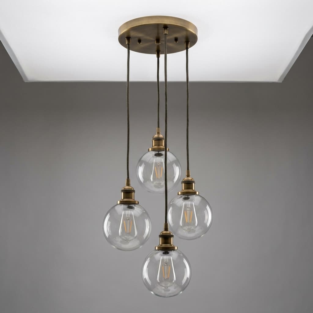 4-Light Antique-Brass Cluster Pendant