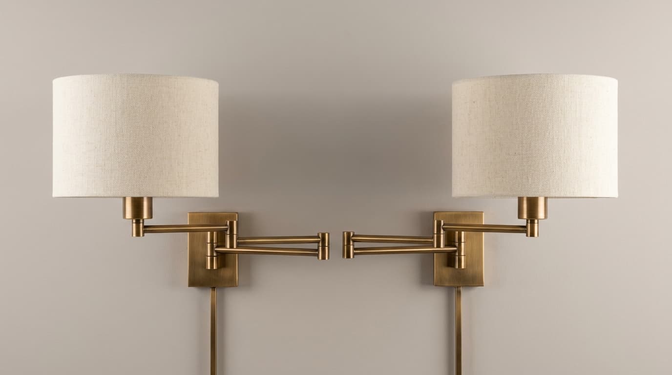 Brushed-Brass Swing-Arm Sconces (pair)