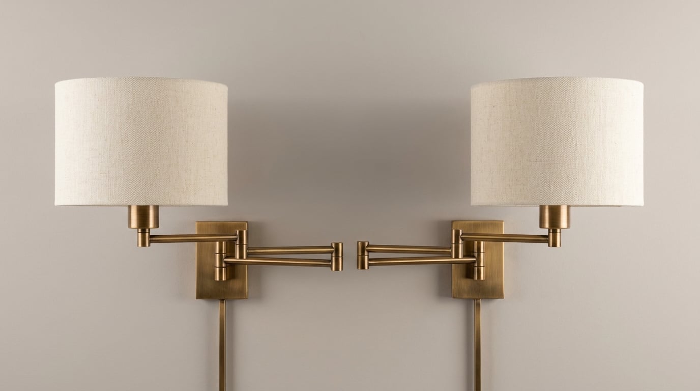 Brushed-Brass Swing-Arm Sconces (pair)